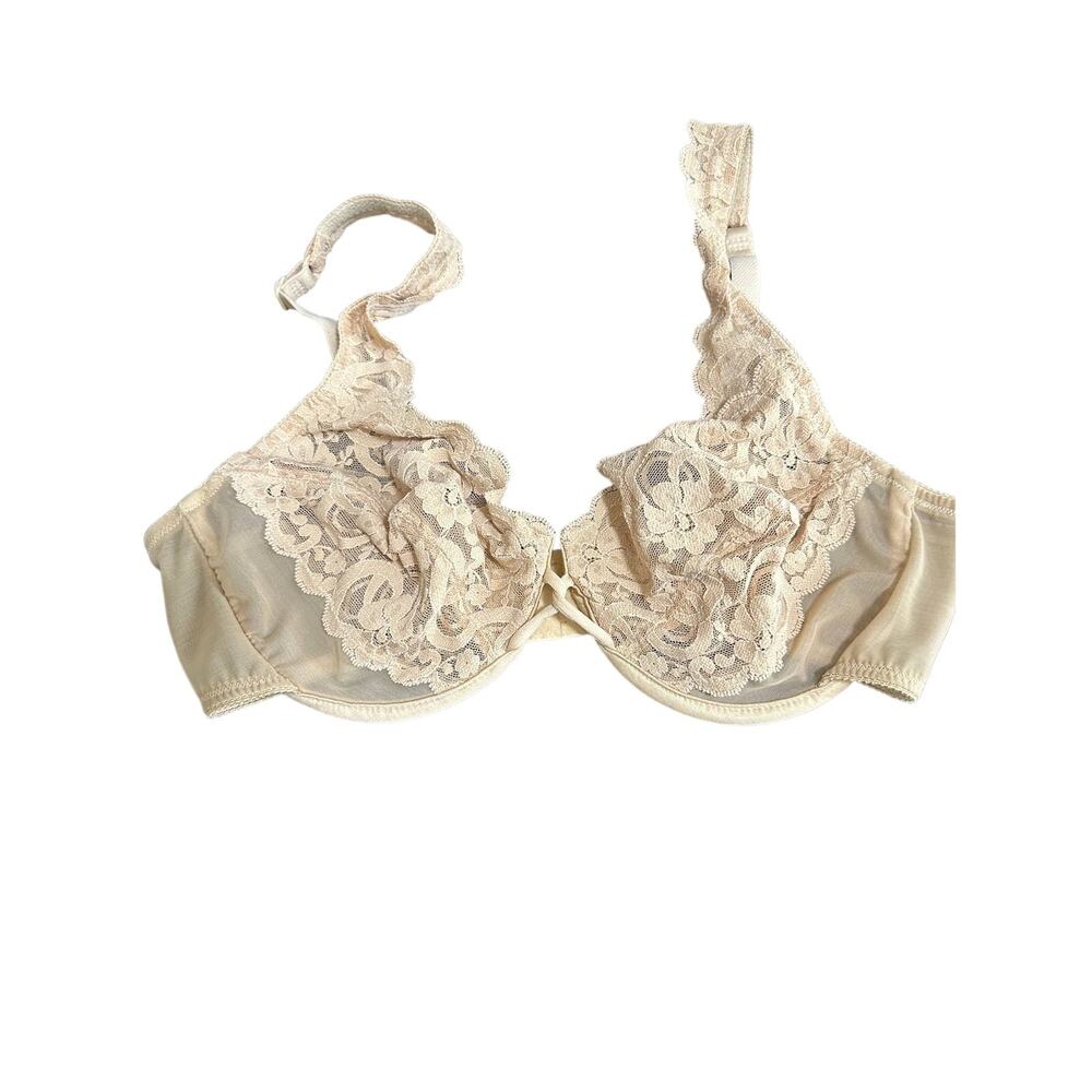 Vintage Victoria's Secret Nude Floral Lace Sheer Underwire Bra Women's Size 34C